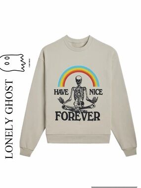 LONELY GHOST Crewneck Sweatshirt Rainbow Skeleton Have a Nice Forever GothKawaii